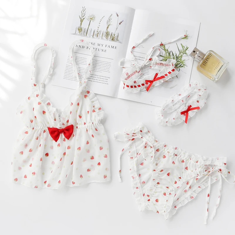 Women Porno Lenceria Sexy Lingerie Set Embroidery Camisole Kawaii Strawberry Uniform Temptation Erotic Underwear Costume Cosplay
Women Porno Lenceria Sexy Lingerie Set Embroidery Camisole Kawaii Strawberry Uniform Temptation Erotic Underwear Costume Cosplay