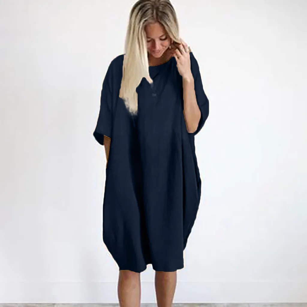 Women Casual Summer Dress Loose Cotton Linen Patchwork Half Sleeve Solid Pocket Mini Dresses Fashion beach dresses vestidos NEW
Women Casual Summer Dress Loose Cotton Linen Patchwork Half Sleeve Solid Pocket Mini Dresses Fashion beach dresses vestidos NEW