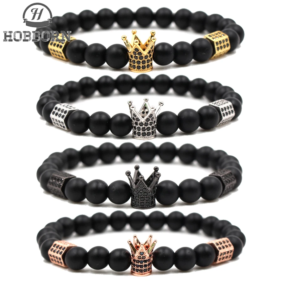 HOBBORN New Anil Arjandas Micro Pave CZ Crown Charm Bracelet Natural Stone Men Adjustable Handmade Strand Bracelets Jewelry Gift
HOBBORN New Anil Arjandas Micro Pave CZ Crown Charm Bracelet Natural Stone Men Adjustable Handmade Strand Bracelets Jewelry Gift