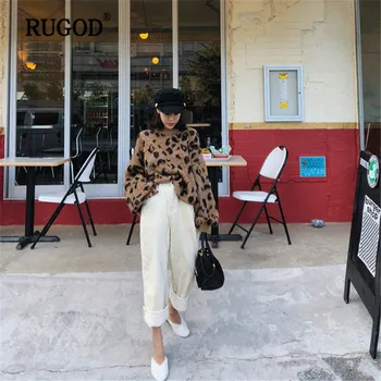 RUGOD Fashion Leopard Women Sweaters Loose Casual Korean Style Women Pullovers Long Knitted Women Tops pull hiver femme 2018 
RUGOD Fashion Leopard Women Sweaters Loose Casual Korean Style Women Pullovers Long Knitted Women Tops pull hiver femme 2018