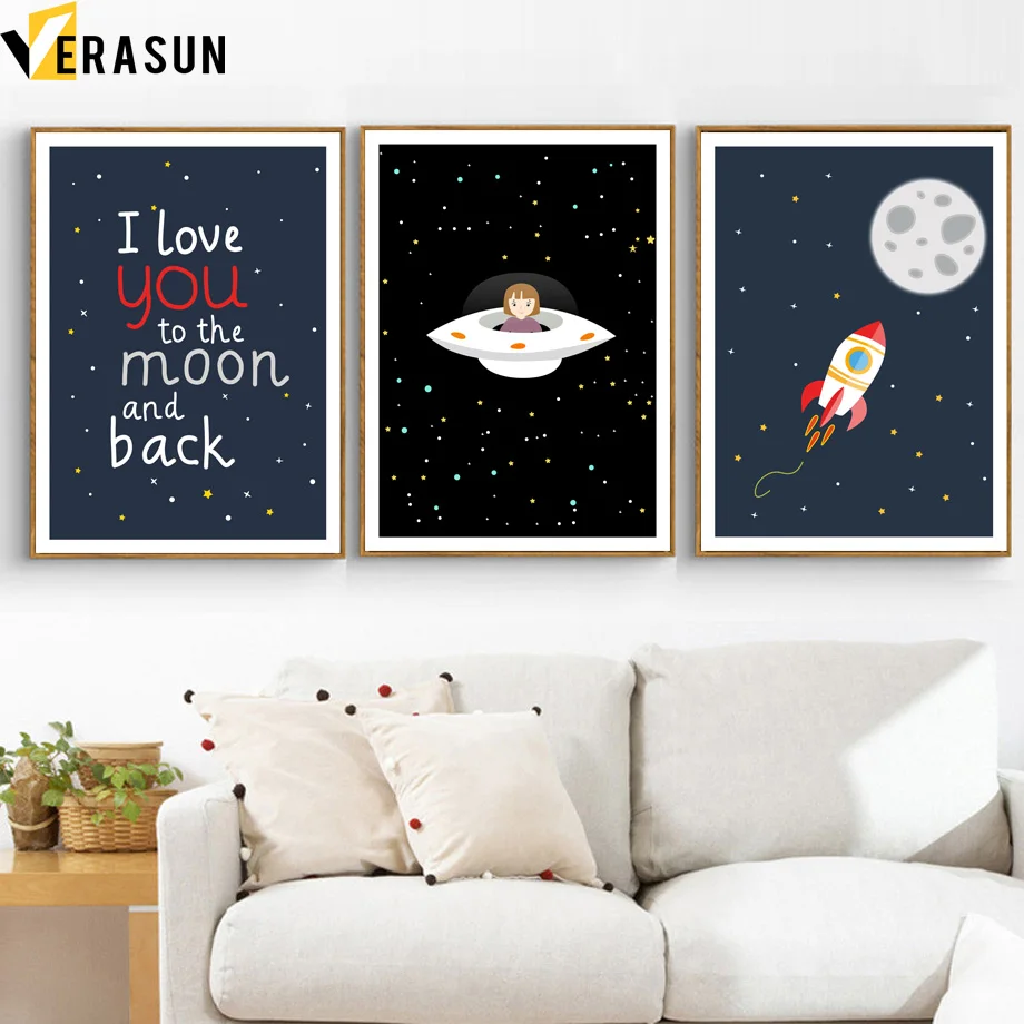 Cartoon UFO Rocket Star Moon Quote Wall Art Canvas Painting Nordic Posters And Prints Wall Pictures For Kids Room Salon Decor
Cartoon UFO Rocket Star Moon Quote Wall Art Canvas Painting Nordic Posters And Prints Wall Pictures For Kids Room Salon Decor