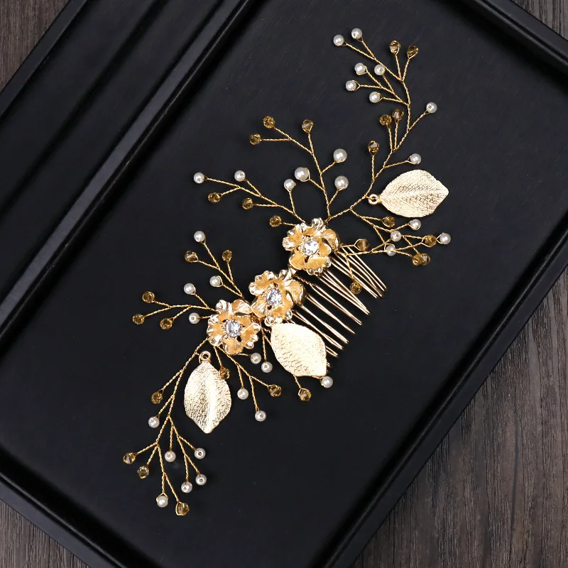 KMVEXO Leaf Floral Hair Comb Wedding Hair Jewelry Handmade Headpiece Bridesmaid Hair Accessory Women Gold Color Bride Combs
KMVEXO Leaf Floral Hair Comb Wedding Hair Jewelry Handmade Headpiece Bridesmaid Hair Accessory Women Gold Color Bride Combs