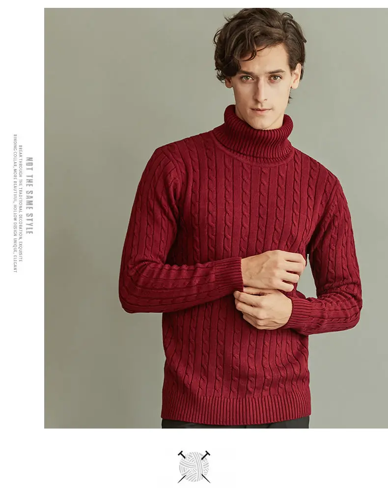 5Colors Turtleneck Sweater Men Pullovers Winter Thick knit Male Sweater Jumpers Cotton Man knitwear Autumn 2019 New Fashion 3XL 3