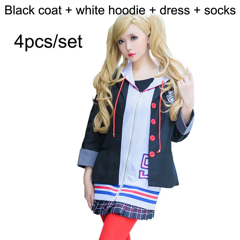 Coshome Persona 5 Ann Takamaki Cosplay Costumes 4PCSSet School Girls Uniforms Jacket Hoodie Skirt Socks For Halloween Party (7)