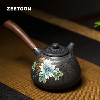 Japanese Ceramic Teapot 260ml Hand-painted Cameo Golden Lines Peony Pottery Wooden Side Handle Kung Fu Tea Set Kettle Coffee Pot
Japanese Ceramic Teapot 260ml Hand-painted Cameo Golden Lines Peony Pottery Wooden Side Handle Kung Fu Tea Set Kettle Coffee Pot