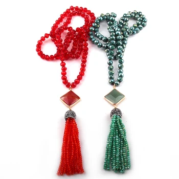 Fashion Bohemian Jewelry Red/Green Glass Crystal Knotted Crystal Tassel Necklaces For Women Ethnic Necklace
Fashion Bohemian Jewelry Red/Green Glass Crystal Knotted Crystal Tassel Necklaces For Women Ethnic Necklace