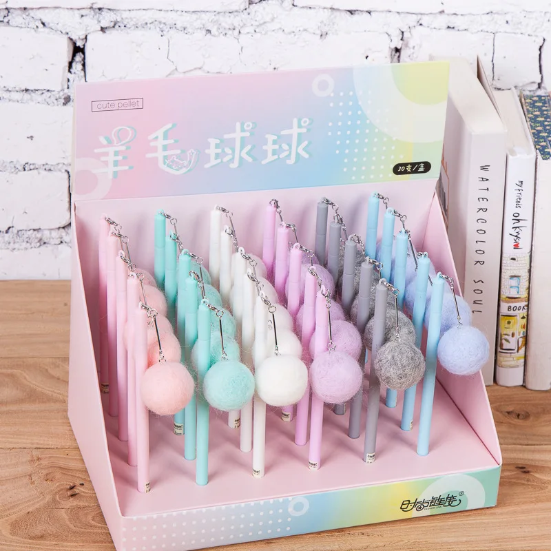 30 pcs Gel Pens Wool ball black colored kawaii gift gel-ink pens pens for writing Cute stationery office school supplies
30 pcs Gel Pens Wool ball black colored kawaii gift gel-ink pens pens for writing Cute stationery office school supplies
