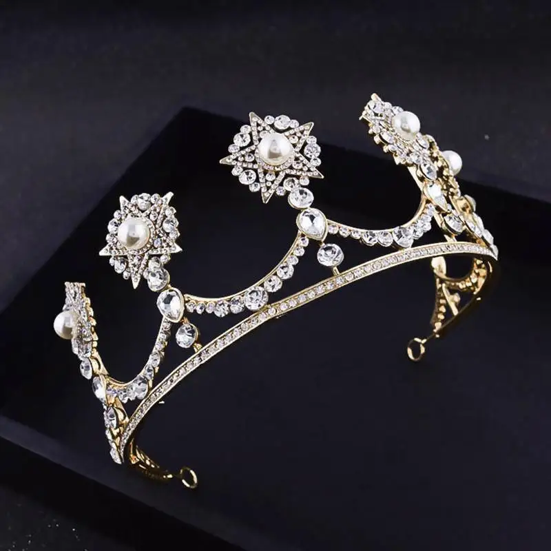 Luxury Pearl Crystal Crown Bride Wedding Rome Catholic Male Female General Rhinestone Tiaras Royal Golden Hair Jewelry HG00423
Luxury Pearl Crystal Crown Bride Wedding Rome Catholic Male Female General Rhinestone Tiaras Royal Golden Hair Jewelry HG00423