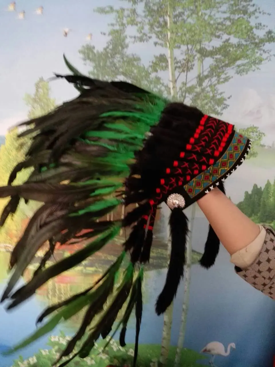 21 inch green Indian Headdress feather headdress indian war bonnet halloween decor indian feather costume
21 inch green Indian Headdress feather headdress indian war bonnet halloween decor indian feather costume