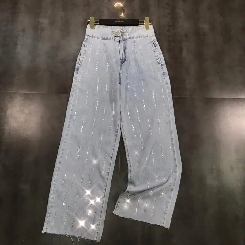 2019 summer new fashion dripping vertical bar hot drilling shiny sanding thin jeans wide leg pants
2019 summer new fashion dripping vertical bar hot drilling shiny sanding thin jeans wide leg pants