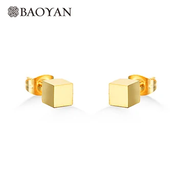 BAOYAN Minimalism Small Square Cube Stud Earrings Dropship Fashion Gold/Silver Plating Stainless Steel Earrings For Women Female
BAOYAN Minimalism Small Square Cube Stud Earrings Dropship Fashion Gold/Silver Plating Stainless Steel Earrings For Women Female