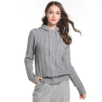 Casual Hooded Sweater Female Tops Hooded Pullovers Long Sleeve Knitted Sweaters 2018 Autumn Winter
Casual Hooded Sweater Female Tops Hooded Pullovers Long Sleeve Knitted Sweaters 2018 Autumn Winter