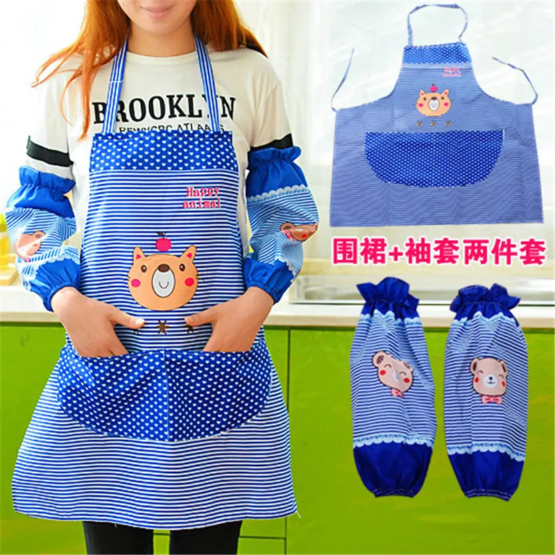 Korean version of the cartoon bear apron suit kitchen household anti-fouling long-sleeved men and women apron
Korean version of the cartoon bear apron suit kitchen household anti-fouling long-sleeved men and women apron