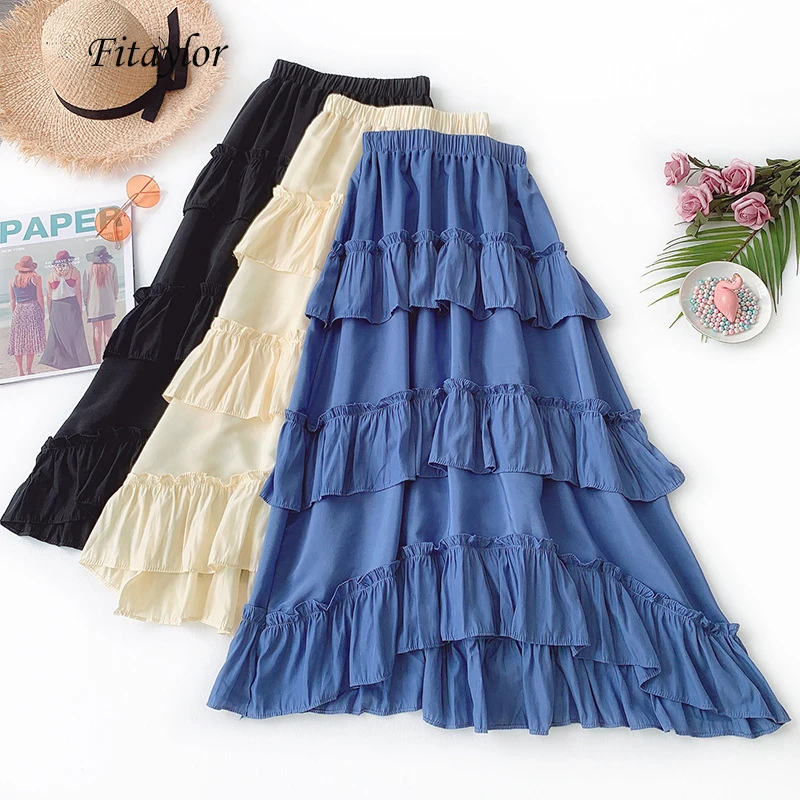 Fitaylor Summer Sweet Cake Layered Long Skirts High Waist Ruffle Leaf Hem Asymmetric Skirt Female Casual Ankle-length Skirt
Fitaylor Summer Sweet Cake Layered Long Skirts High Waist Ruffle Leaf Hem Asymmetric Skirt Female Casual Ankle-length Skirt
