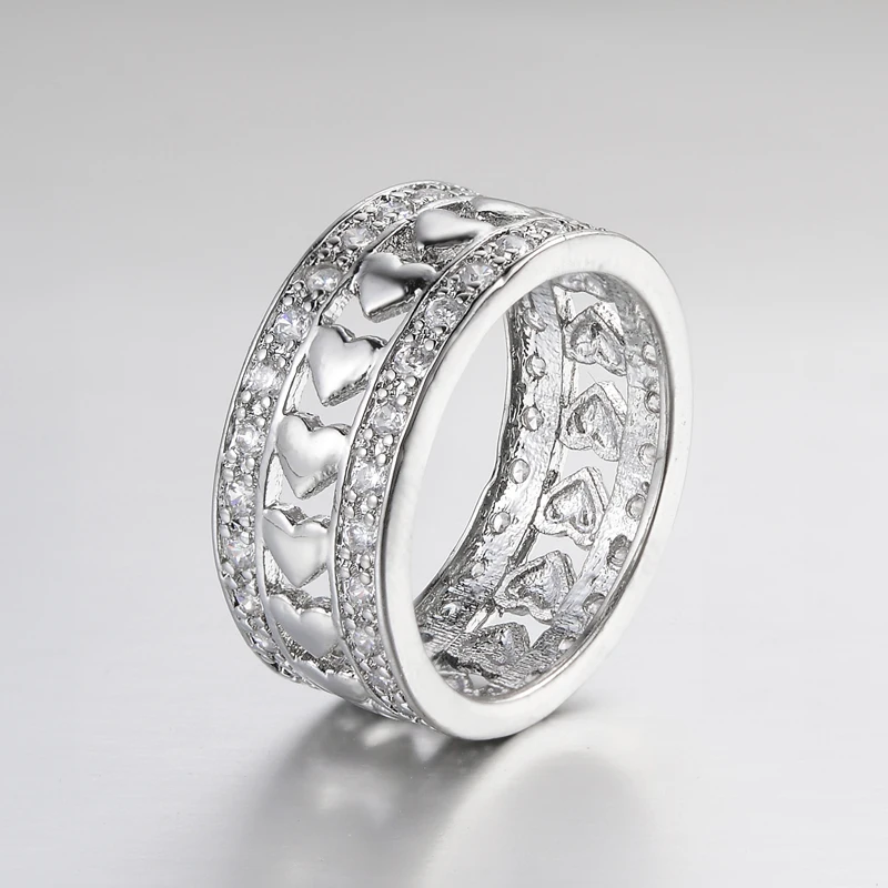8mm White Gold Color CZ Engagement Wedding Band Rings Women Girls Heart Rings Fashion Jewelry
8mm White Gold Color CZ Engagement Wedding Band Rings Women Girls Heart Rings Fashion Jewelry