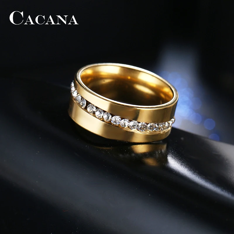 2016 CACANA кольцо женское со стразами серебряное|stainless steel ring|fashion rings for womenrings women |