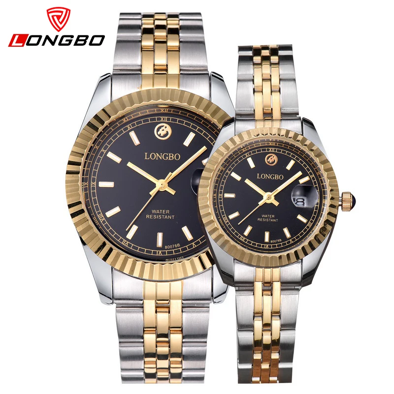 Luxury LONGBO brand lovers watches couple waterproof stainless steel quartz gold watch men women dress business clock 80076
Luxury LONGBO brand lovers watches couple waterproof stainless steel quartz gold watch men women dress business clock 80076