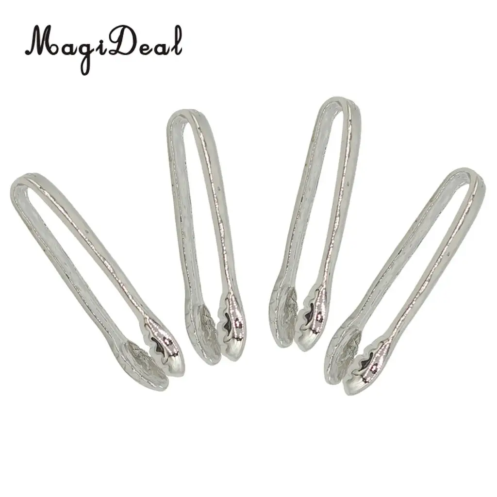 Set of 4 Pieces Miniature Metal Food Clip Tongs Cookware for 1/12 Dollhouse Kitchen Accessories