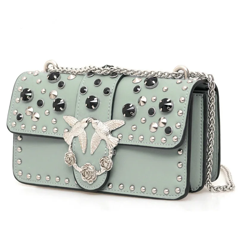 Rivets Diamond Leather Casual Shoulder Messenger Bag Fashion Brand Chain Clutch Luxury Women Bag Designer Swallows Bags gg bag
Rivets Diamond Leather Casual Shoulder Messenger Bag Fashion Brand Chain Clutch Luxury Women Bag Designer Swallows Bags gg bag