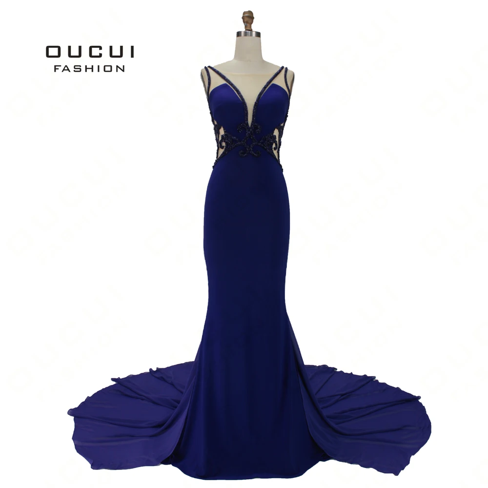 Elastic Jersey Backless Formal Evening Dress 2019 Trumpet Long Gowns With Court Train Handmade Beaded Beauty Vestido OL103177
Elastic Jersey Backless Formal Evening Dress 2019 Trumpet Long Gowns With Court Train Handmade Beaded Beauty Vestido OL103177