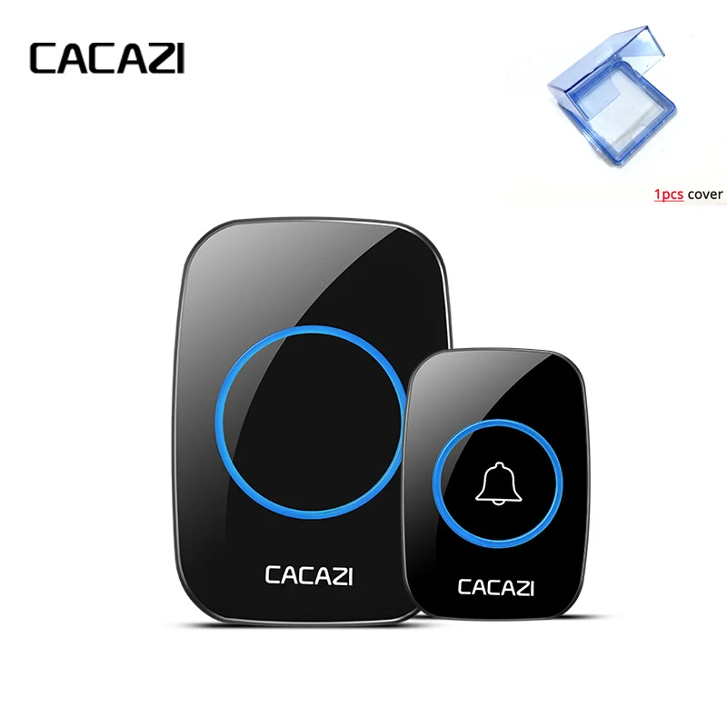 

CACAZI New Wireless Doorbell With Waterproof Cover 300M Remote EU AU UK US Plug smart Door Bell Chime battery 1receiver AC Power