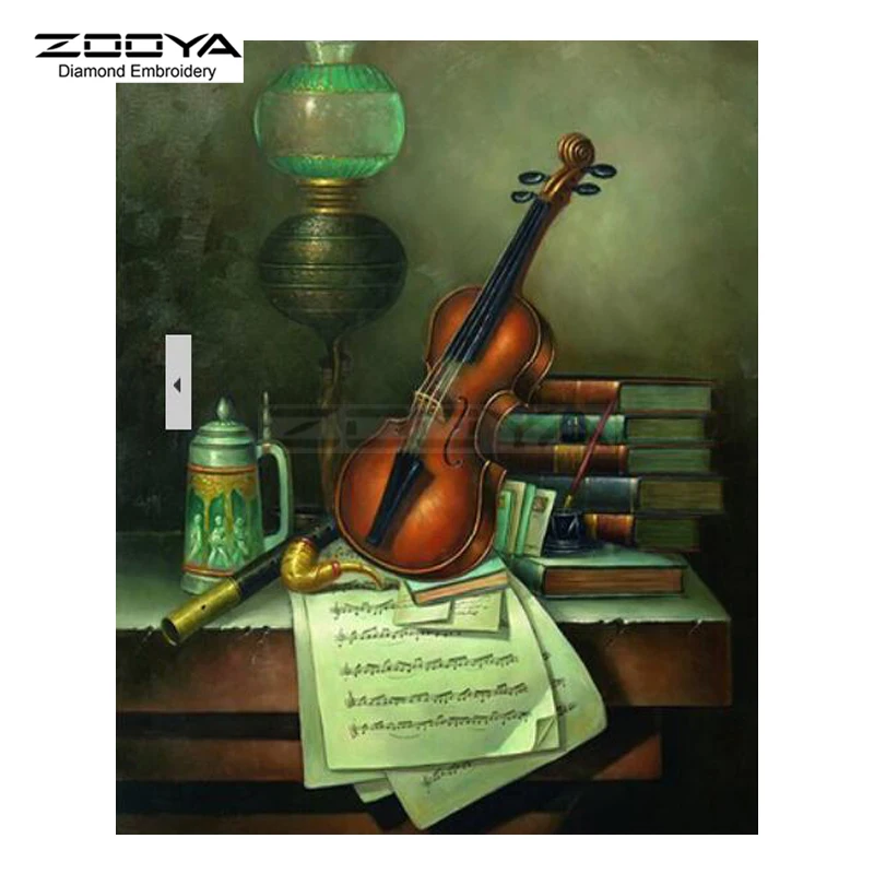 Алмазная вышивка ZOOYA 5D DIY алмазная живопись скрипка и книги на столе Картина
