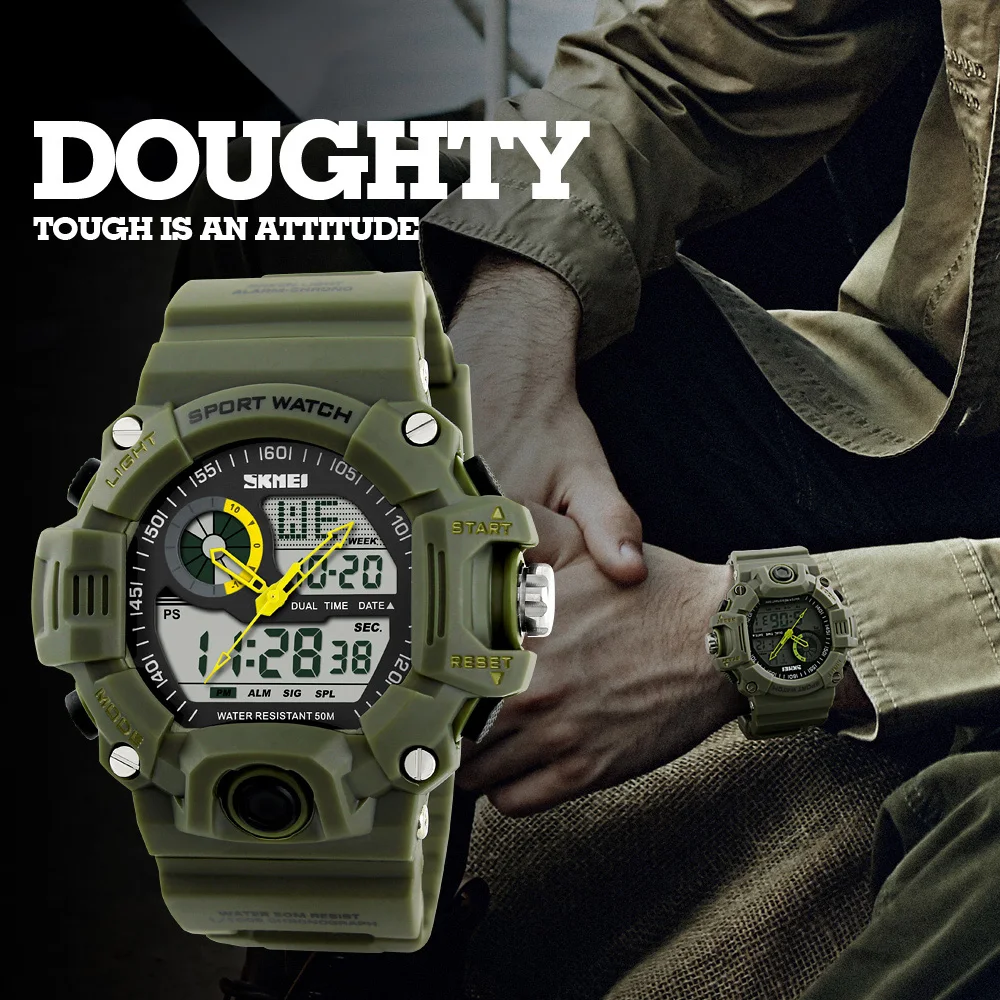 Men's Sports Military Watch Countdown Double Time Watch Alarm Digital Wristwatches Date Week Waterproof Relogio Masculino
Men's Sports Military Watch Countdown Double Time Watch Alarm Digital Wristwatches Date Week Waterproof Relogio Masculino