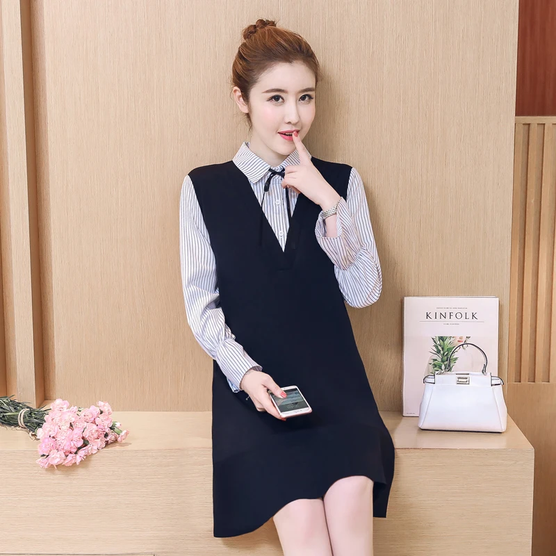 5xl plus big size women clothing 2017 spring autumn winter stripe stitch false two piece cute sweet casual dress femaleY1069
5xl plus big size women clothing 2017 spring autumn winter stripe stitch false two piece cute sweet casual dress femaleY1069