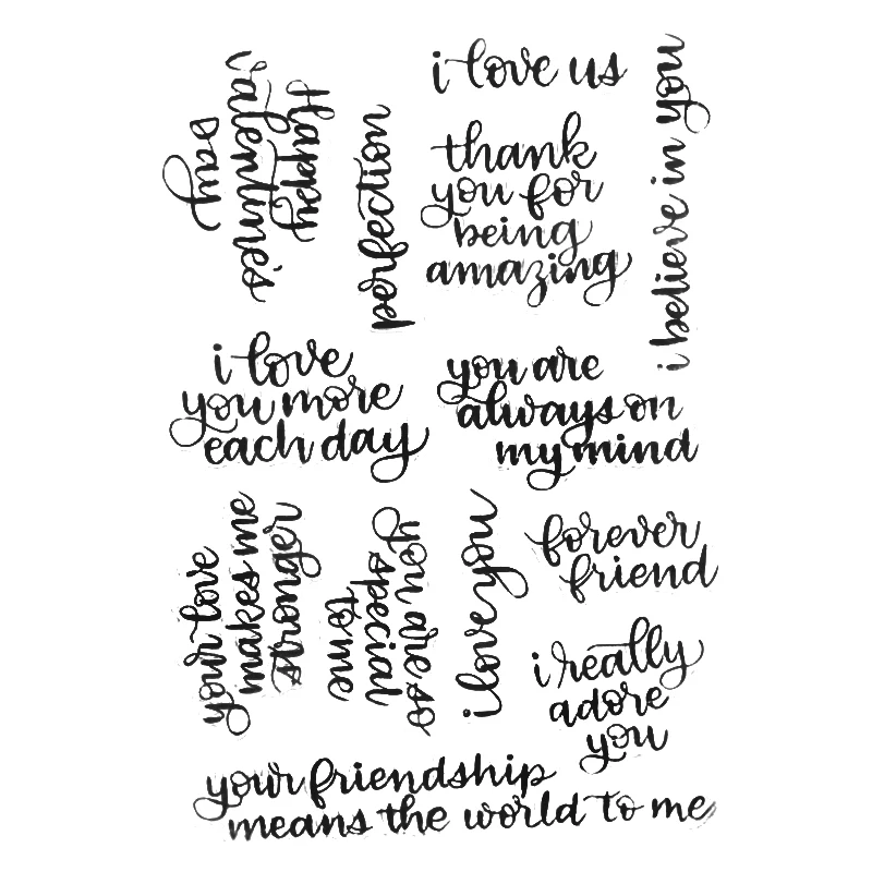 Creative Word Text Letters Clear Stamps Scrapbooking DIY Silicone Seals Photo Album Embossing Folder Paper Maker Template Crafts
Creative Word Text Letters Clear Stamps Scrapbooking DIY Silicone Seals Photo Album Embossing Folder Paper Maker Template Crafts