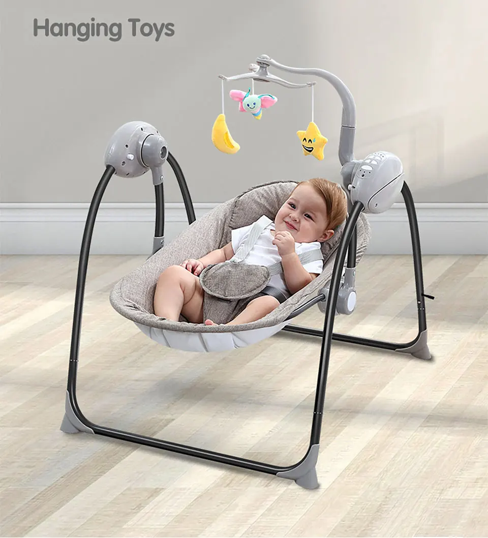 Toddler Baby Seat Electric Rocking Chair Cradle with 3-Speed Swing and A Mosquito Net Color : Blue Easy Folding Newborn Baby Sleep Rocking Bed Outdoor Indoor Infant Baby Swings Dual Use Mode
