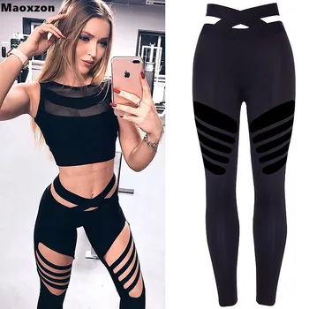 Maoxzon Womens Sexy Club Hollow Out Jogger Bodycon Leggings For Girls Criss-cross Waist Fitness Sportswear Elastic Skinny Pants
Maoxzon Womens Sexy Club Hollow Out Jogger Bodycon Leggings For Girls Criss-cross Waist Fitness Sportswear Elastic Skinny Pants