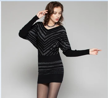 Women's new fashion batwing sleeve sweater dress autumn & winter ladies v-neck knitted dresses
Women's new fashion batwing sleeve sweater dress autumn & winter ladies v-neck knitted dresses