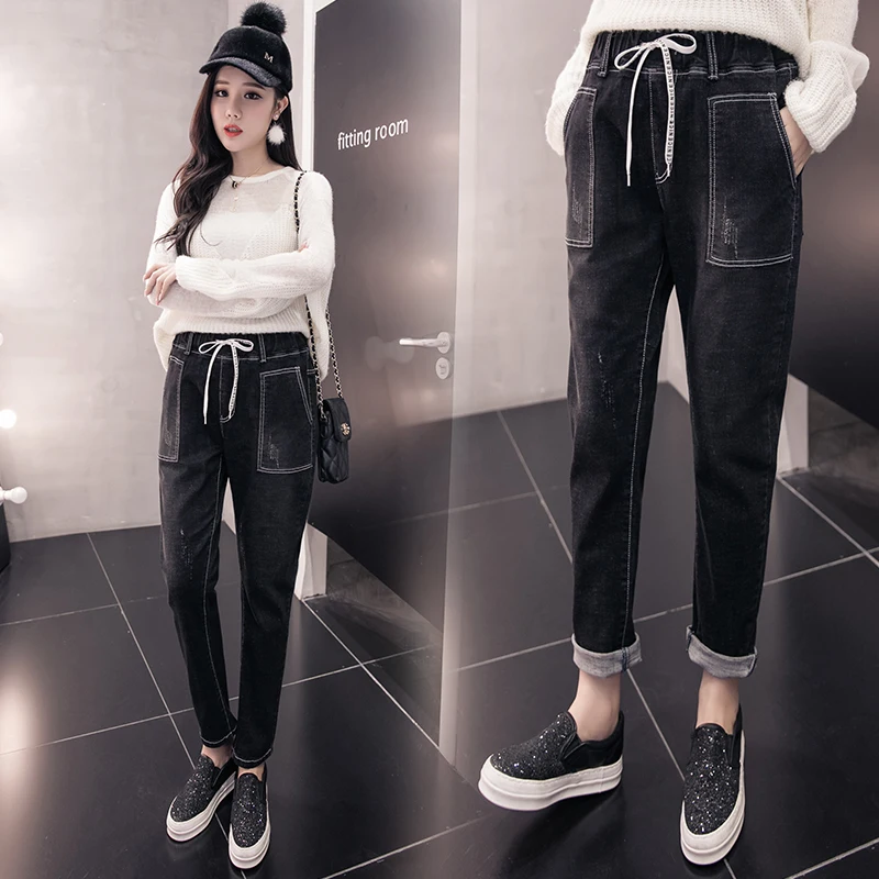 5xl plus big size jeans panty women spring summer style autumn 2017 trousers elastic waist haroun black denim pants female Y0264
5xl plus big size jeans panty women spring summer style autumn 2017 trousers elastic waist haroun black denim pants female Y0264