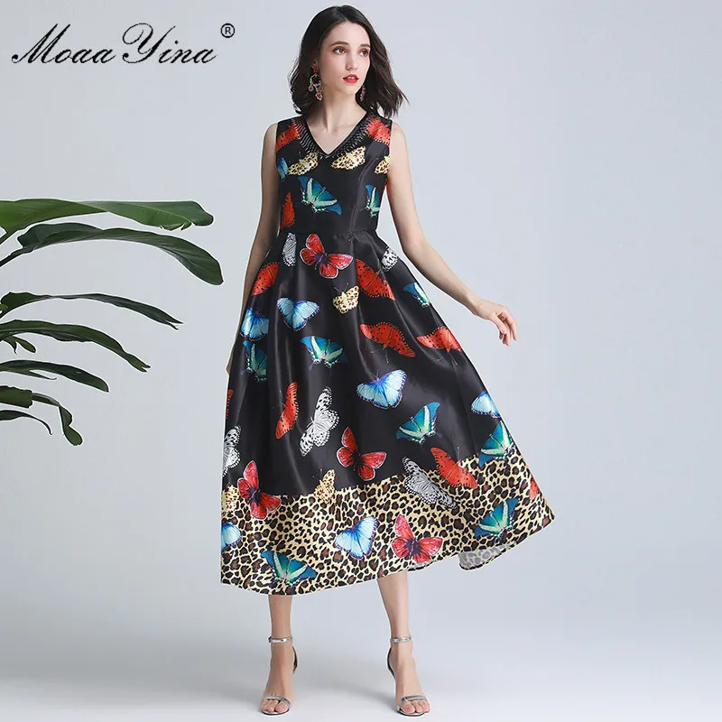 MoaaYina Fashion Designer Runway dress Spring Summer Women Dress V-neck Beading Butterfly Print Vacation Elegant Dresses
MoaaYina Fashion Designer Runway dress Spring Summer Women Dress V-neck Beading Butterfly Print Vacation Elegant Dresses