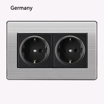 16a Eu Standard Wall Double Socket Luxury Power Outlet Stainless Steel Brushed Silver Panel 146mm*86mm Ac 110~250v
16a Eu Standard Wall Double Socket Luxury Power Outlet Stainless Steel Brushed Silver Panel 146mm*86mm Ac 110~250v