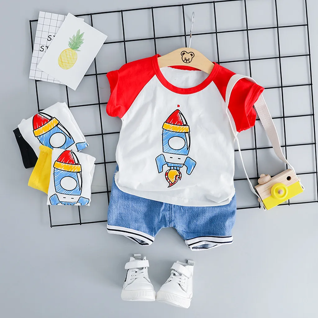 Toddler Baby Kids Boys Girls Rocket Tops T-shirt Stripe Short Pants Casual Outfits Nouveau Nee Fille Ubranka Dla Niemowlat
Toddler Baby Kids Boys Girls Rocket Tops T-shirt Stripe Short Pants Casual Outfits Nouveau Nee Fille Ubranka Dla Niemowlat
