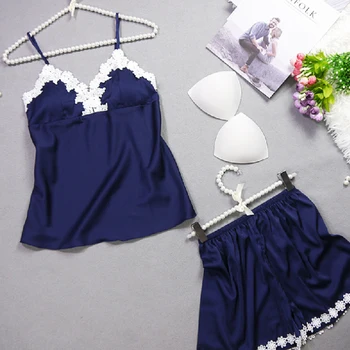 Sleepwear Summer Women Pyjamas Satin Pijama Two Piece Pajama Set 2019 Silk Pyjamas Home Suit Lace Home Clothes For Women 
Sleepwear Summer Women Pyjamas Satin Pijama Two Piece Pajama Set 2019 Silk Pyjamas Home Suit Lace Home Clothes For Women
