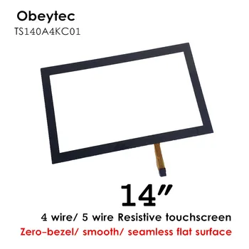 obeycrop 14" Resistive touch screen panel,black overlay, flat surface, 4 wire touch Sensor glass, with controller, TS140A4KC01
obeycrop 14" Resistive touch screen panel,black overlay, flat surface, 4 wire touch Sensor glass, with controller, TS140A4KC01