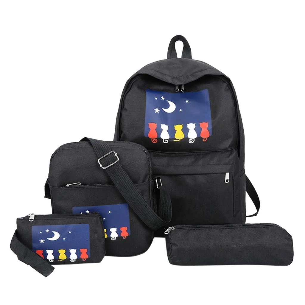Women Four-Piece Backpack Printed Cat Backpack Travel Student Bag School Bag Fashion Trend College Travel Teenage Bags #JX
Women Four-Piece Backpack Printed Cat Backpack Travel Student Bag School Bag Fashion Trend College Travel Teenage Bags #JX