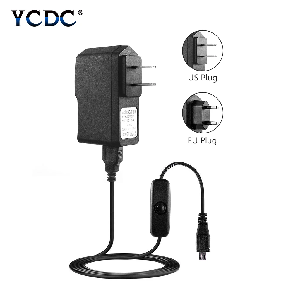 DC 5V 2.5A Power Supply Adapter Charger 1.2m Cable On/Off Switch Switching Cable US/EU Plug For Raspberry Pi 3/Pi 2 Charging
DC 5V 2.5A Power Supply Adapter Charger 1.2m Cable On/Off Switch Switching Cable US/EU Plug For Raspberry Pi 3/Pi 2 Charging