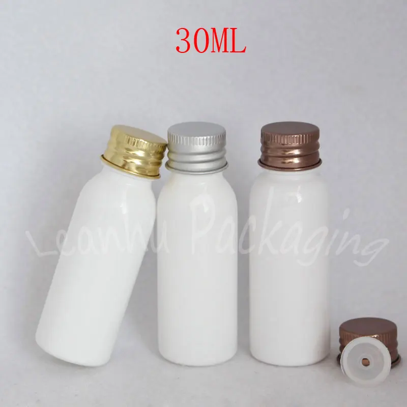 30ML White Round Plastic Bottles Aluminum Cap 30CC Empty Cosmetic Container Lotion / Toner Travel Sub-bottling ( 50 PC/Lot ) | Красота и