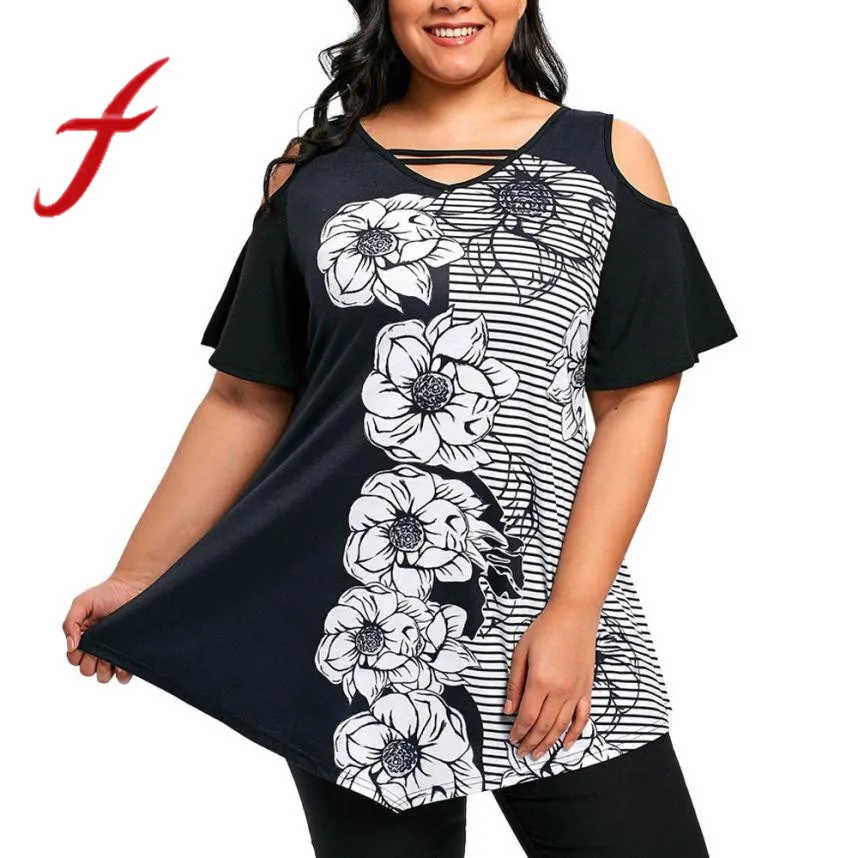 Feitong Plus Size Women Blouses Sexy Cold Shoulder Floral Print Short Sleeve Tops Casual Shirt Blouse blusas mujer de moda 2019
Feitong Plus Size Women Blouses Sexy Cold Shoulder Floral Print Short Sleeve Tops Casual Shirt Blouse blusas mujer de moda 2019