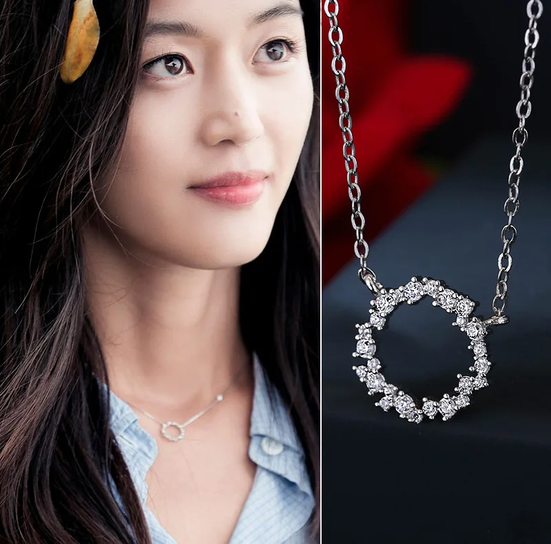 RYOUCUTE Personalized 925 Sterling Silver Jewelry Korean Rhinestone Circle Necklaces For Women Wedding Kolye Collares Bijoux
RYOUCUTE Personalized 925 Sterling Silver Jewelry Korean Rhinestone Circle Necklaces For Women Wedding Kolye Collares Bijoux