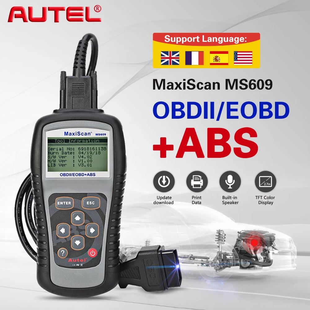 AUTEL MaxiScan MS609 Car OBD2 Scanner Code Reader Full OBD2 Functions Auto Diagnostic Scanner Tool OBDII ABS Testing Tools
AUTEL MaxiScan MS609 Car OBD2 Scanner Code Reader Full OBD2 Functions Auto Diagnostic Scanner Tool OBDII ABS Testing Tools