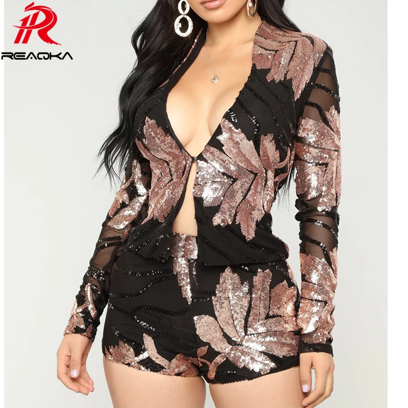 Sexy Sequins bodysuit women playsuit Two piece rompers womens jumpsuit short Black long sleeve Mesh Nightclub Party body mujer
Sexy Sequins bodysuit women playsuit Two piece rompers womens jumpsuit short Black long sleeve Mesh Nightclub Party body mujer