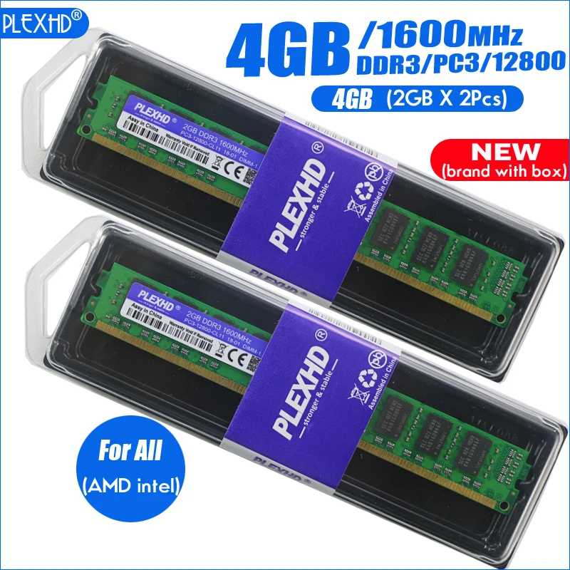New 4GB (2pcsX2GB) 4G DDR3 PC3-12800 PC3 12800 1600MHz For Desktop PC DIMM Memory RAM 240 pins (For intel amd) System Compatible
New 4GB (2pcsX2GB) 4G DDR3 PC3-12800 PC3 12800 1600MHz For Desktop PC DIMM Memory RAM 240 pins (For intel amd) System Compatible