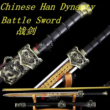 AUTHENTIC China LongQuan Hand-made 8 Side Folded Gilt Damascus Steel Double edge Sharp Chinese Sword Han Jian
AUTHENTIC China LongQuan Hand-made 8 Side Folded Gilt Damascus Steel Double edge Sharp Chinese Sword Han Jian
