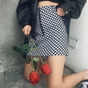 2019 Women High Waist A Line Black and White Plaid Checkerboard Printed Skirts Summer Korean Streetwear Sexy Short Mini Skirt
2019 Women High Waist A Line Black and White Plaid Checkerboard Printed Skirts Summer Korean Streetwear Sexy Short Mini Skirt
