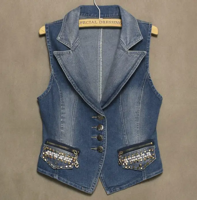Beading Rivet Denim Vest Women Fashion Pearl Decorate Denim Waistcoat Slim All Match Denim M-3XL
Beading Rivet Denim Vest Women Fashion Pearl Decorate Denim Waistcoat Slim All Match Denim M-3XL