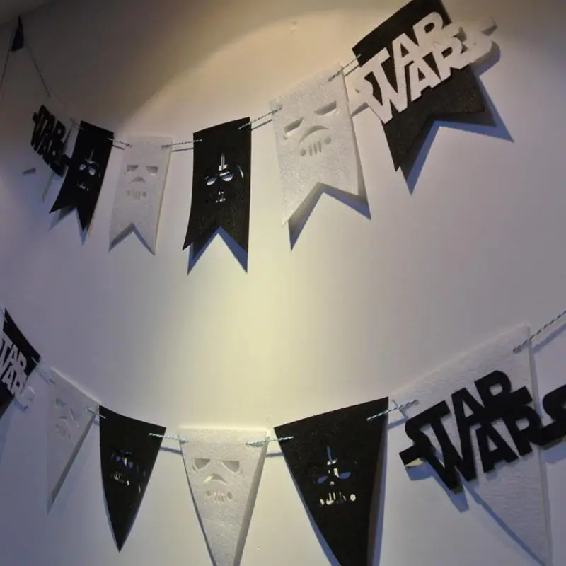 1 Set Hot sale Party Garland Star Wars Flags Bunting Black and White Banner Home Wall Decorations Kids Birthday Party Decor gift
1 Set Hot sale Party Garland Star Wars Flags Bunting Black and White Banner Home Wall Decorations Kids Birthday Party Decor gift